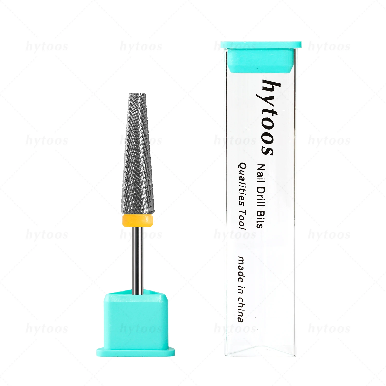 HYTOOS 5-in-1-Nagelbohrer mit flacher Oberseite, 24 mm lang, konische Hartmetall-Nagelbits, elektrisches Bohrzubehör, Gel-Nagellack-Entfernungswerkzeug