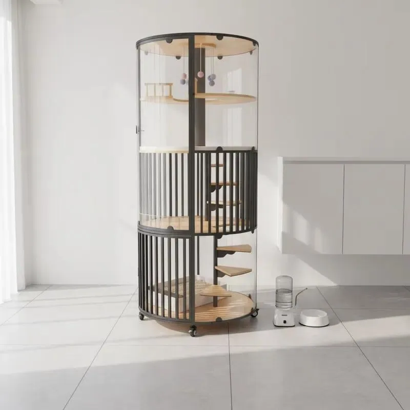 Luxury Large Integrated Closed Cat Villa Toilet Multi-functional Indoor Pet House Floral Style Living Room Furniture