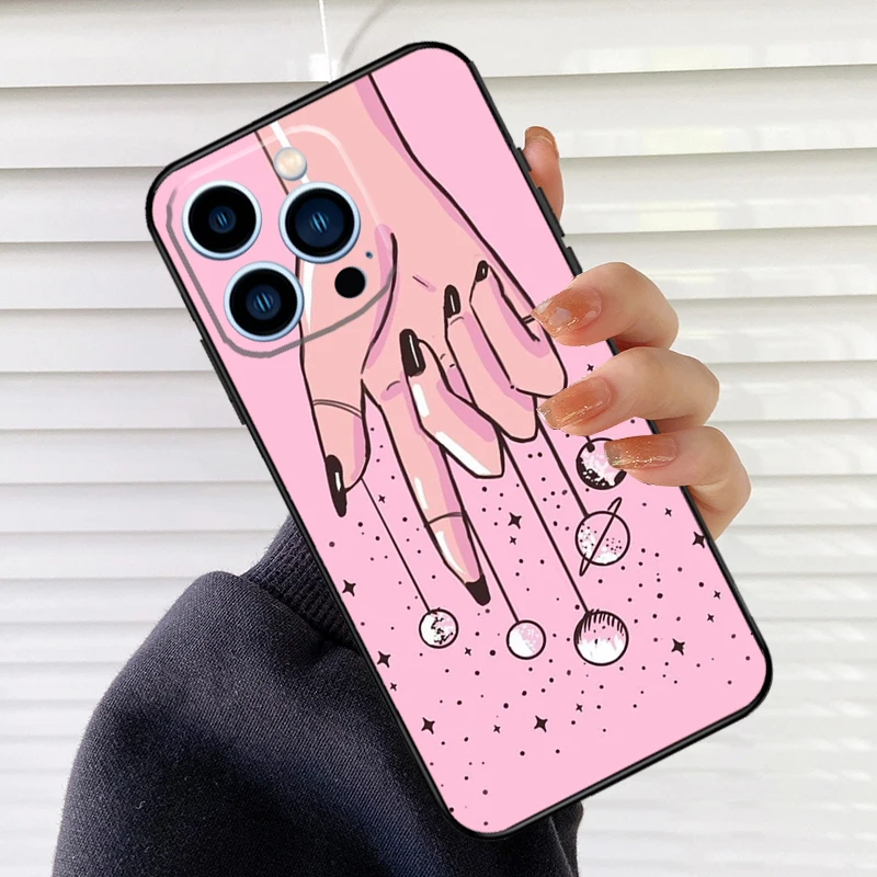 الوردي القط الجمجمة الساحرة الساحرة سيليكون جراب هاتف آيفون 17 الهواء 17 برو 17 برو ماكس غطاء كامل فوندا