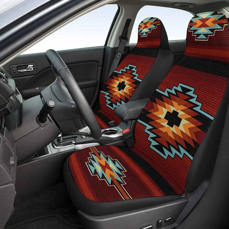 Ethnic Style Printed Car Seat Cover Elastic Breathable Bohemian Retro Universal Car Front Seat Covers Auto Interior Supplies