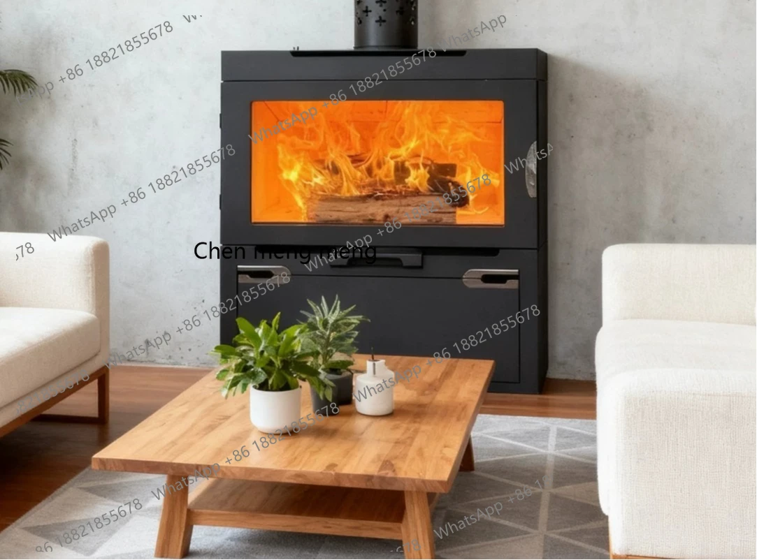 Horizontal real fire wood fireplace villa living room self-built house homestay tea room hotel restaurant