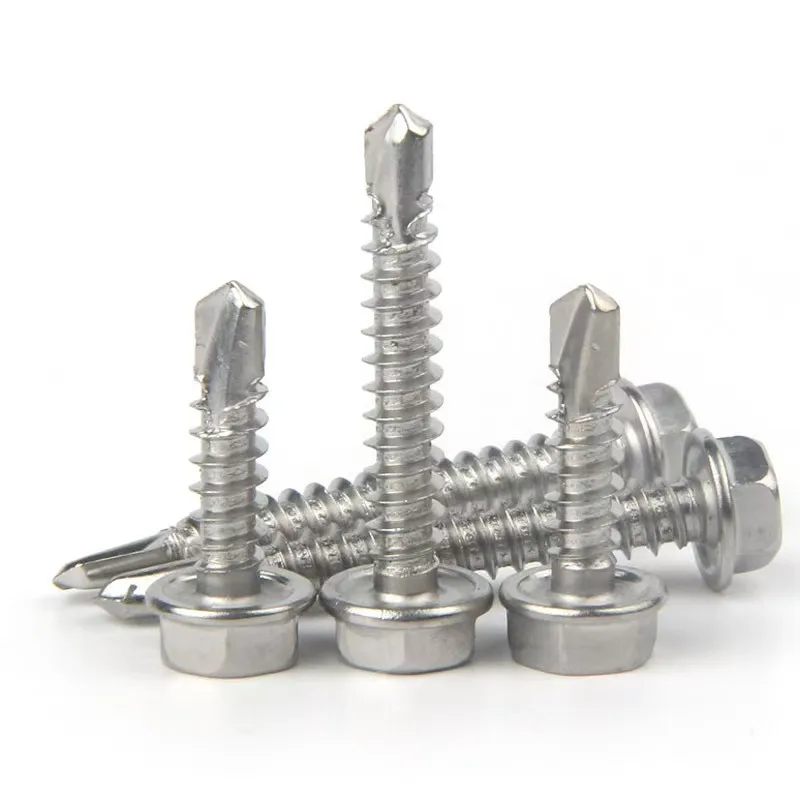 450 قطعة 410 مسامير حفر ذاتية من الفولاذ المقاوم للصدأ # 8 # 10 مجموعات متنوعة من البراغي المعدنية ذات الرأس السداسي بطول 1/2 بوصة إلى 1-1/4 بوصة #2