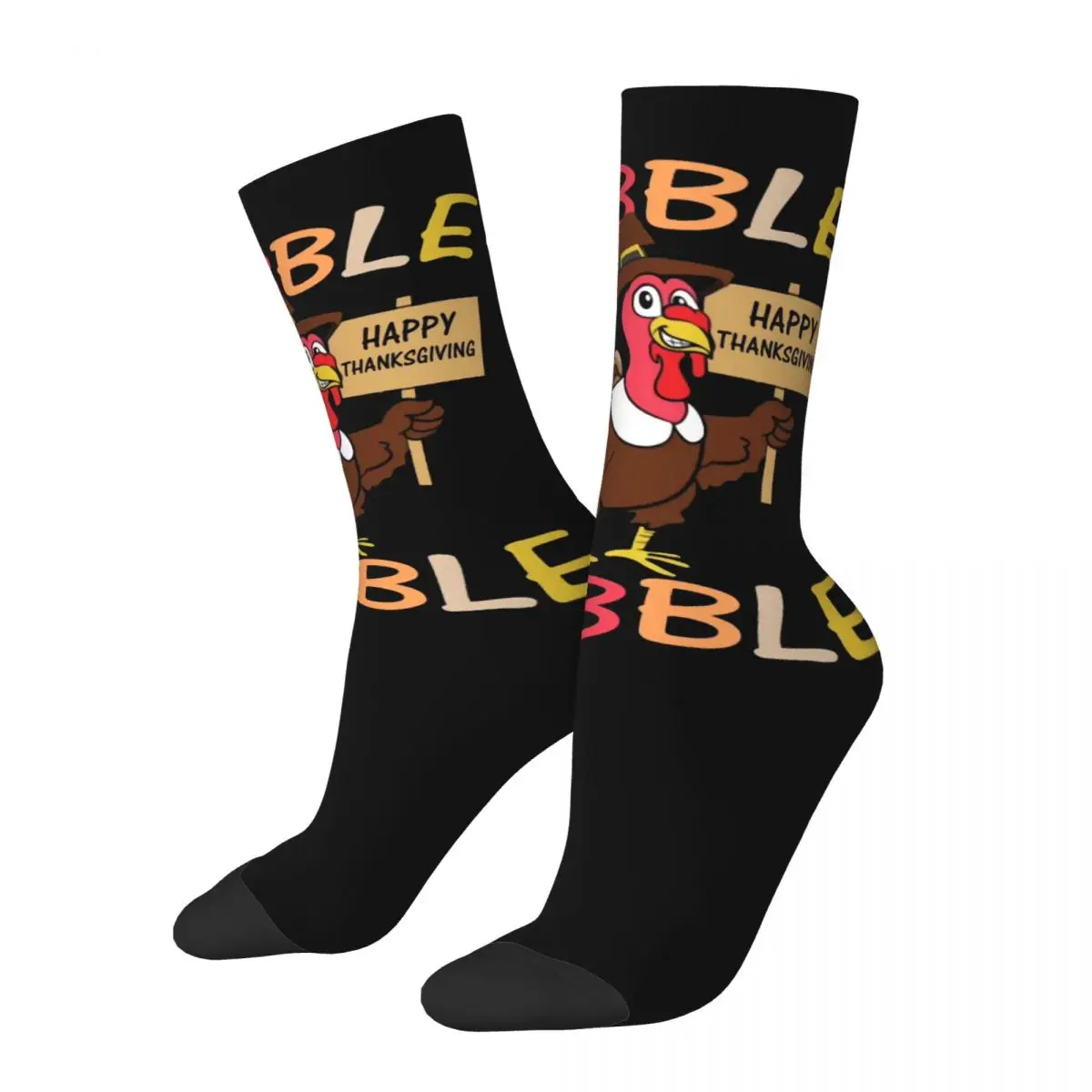 Funny Crazy Sock for Men Turkey Pilgrim Hip Hop Vintage Chicken Run Happy Quality Pattern Printed Boys Crew compression Sock