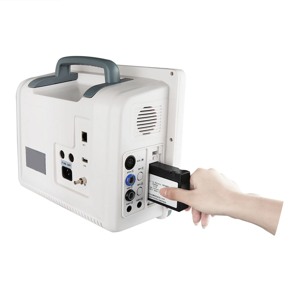 Uso animal Pantalla grande LCD de 12 pulgadas seis parámetros PR ECG TEMP SPO2 NIBP HR RESP Monitor de paciente veterinario para mascotas