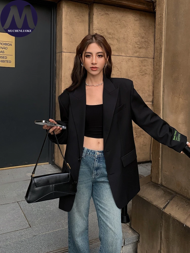 Women's Long Sleeve Blazer Korean Fashion Casual Loose Office Coat for Spring Autumn Versatile New Arrivals