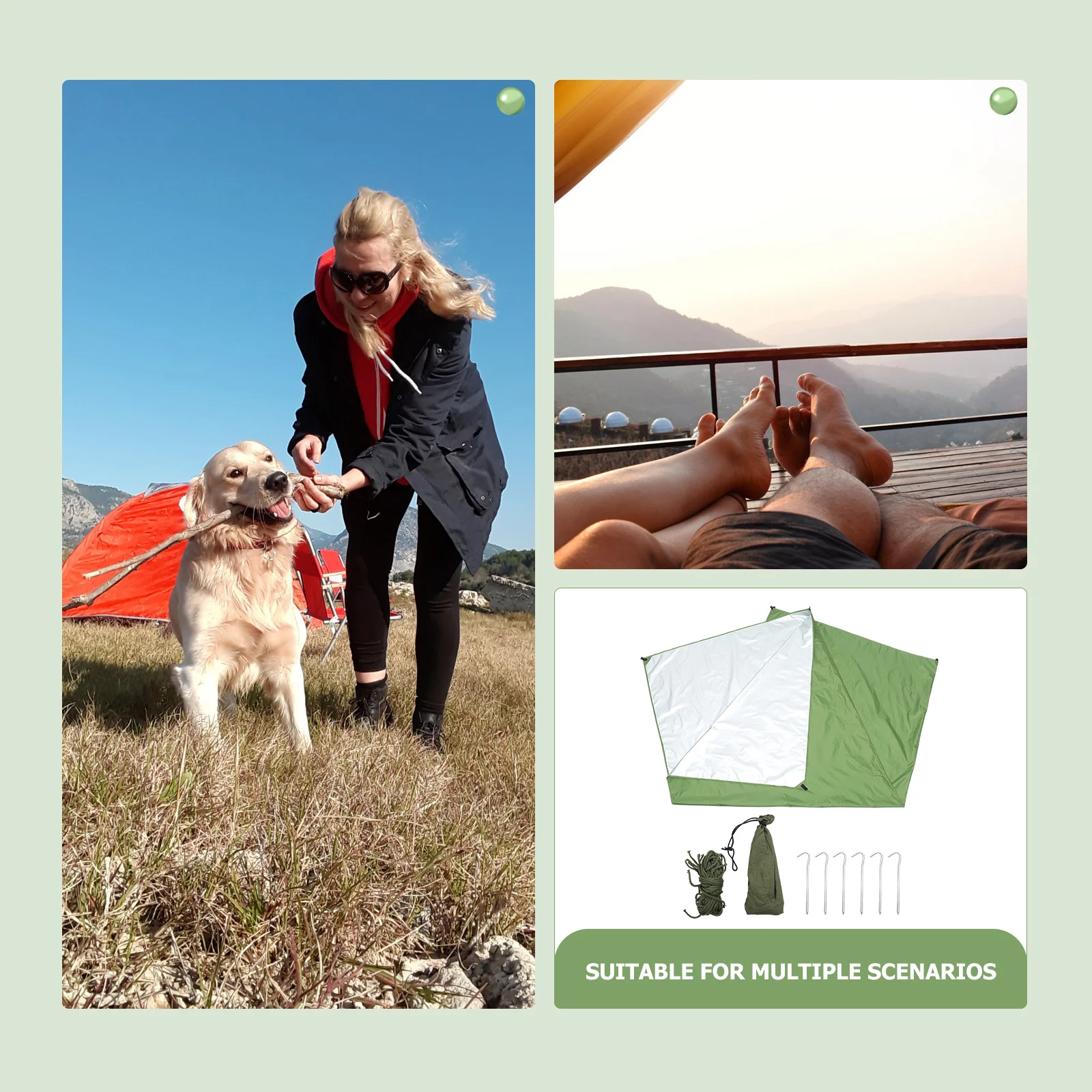 

Waterproof Sunscreen Tent for 3-4 Persons Green Outdoor Camping Tarp Beach Canopy UV Protection Portable Foldable Garden Use