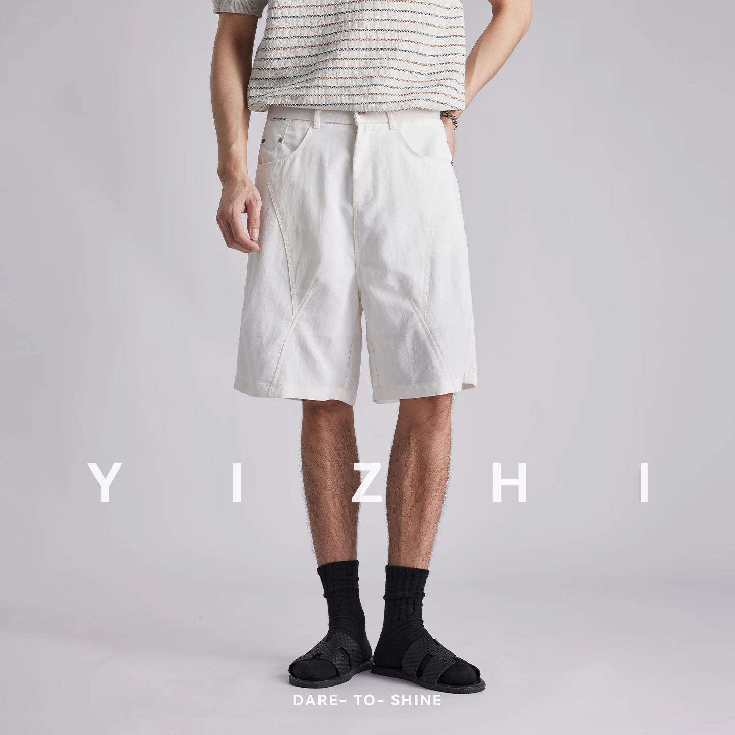 Fashion Men's Lyocell Ice Silk Cool Feel Draped Shorts 2026 Summer Solid Old Money Style Straight 5 Inch Casual Pants