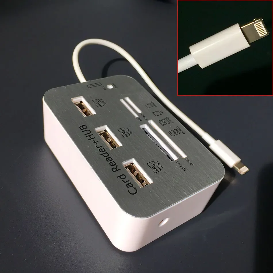 New Card Reader Adapter+ 3-USB Hub Camera Connection Combo 5 in 1 Hub Kit Replacement For IPad Mini 4 5/Air