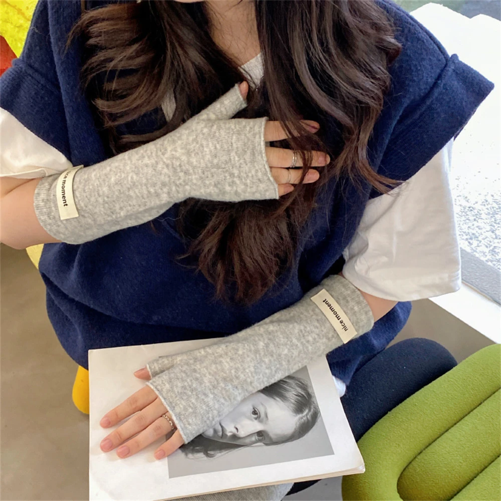 Long Fingerless Mittens Women‘s Winter Warmer Gloves Cute Korean Arm Sleeves Japanese Casual Goth Wrist Sleeves Christmas Glove