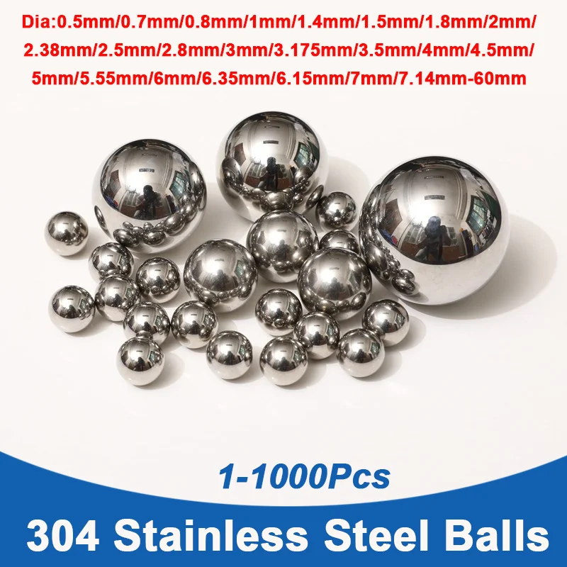 304 Stainless Steel Balls Dia 0.5/0.7/0.8/1/1.4/1.5-60mm Solid Smooth Precision Bearing Steel Balls for MTB Kid Bicycle Scooter