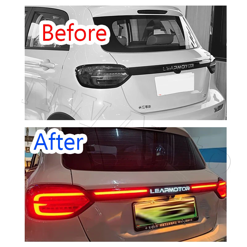 Car LED Bumper Lights Taillights For Leapmotor T03 2022- Rear Fog Lamp Brake Light