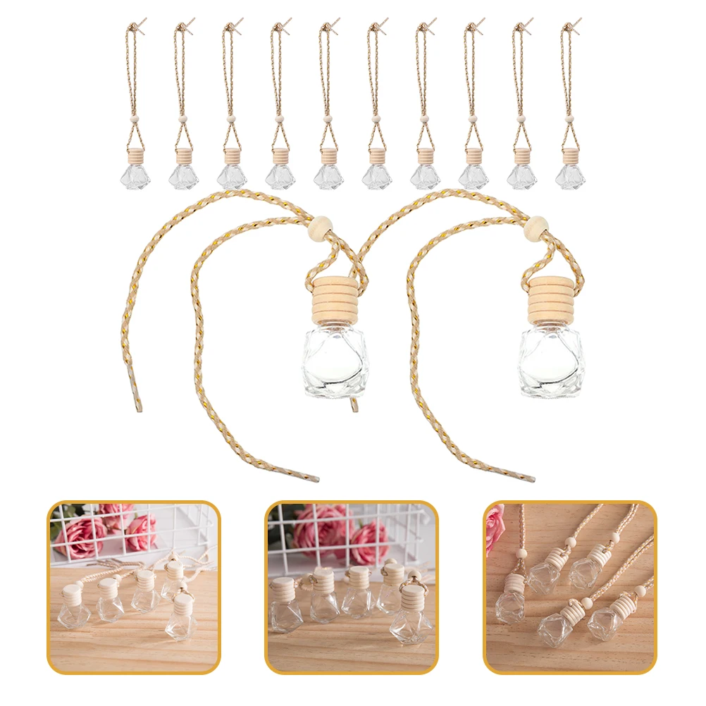 

12 Pcs Mini Perfume Bottle Small Transparent Aroma Oil Container Hanging Car Freshener Reusable Essential Oil Bottle Compact
