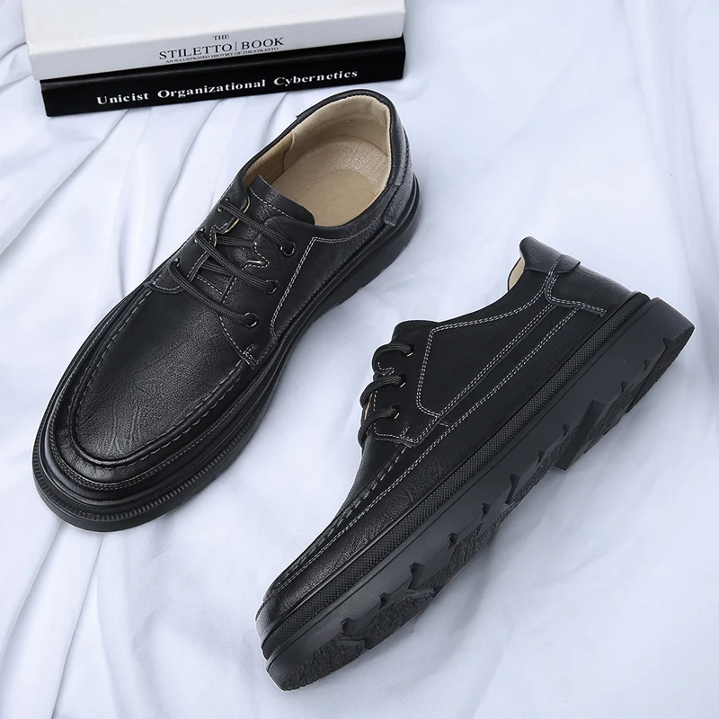 

High Quality Brand Men's Genuine Leather Shoes Thick Soled Outdoor Men's Casual Shoes Commuting Men's Business Shoes Comfortable