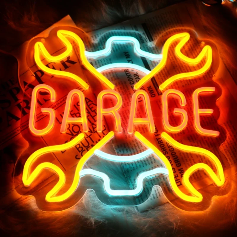 Imagem -04 - Uponray-sinal de Neon de Garagem com Chave em Forma de Chave Led Neon Light up Decoração da Parede Letter Sign For Man Door Oficina de Reparação Automática