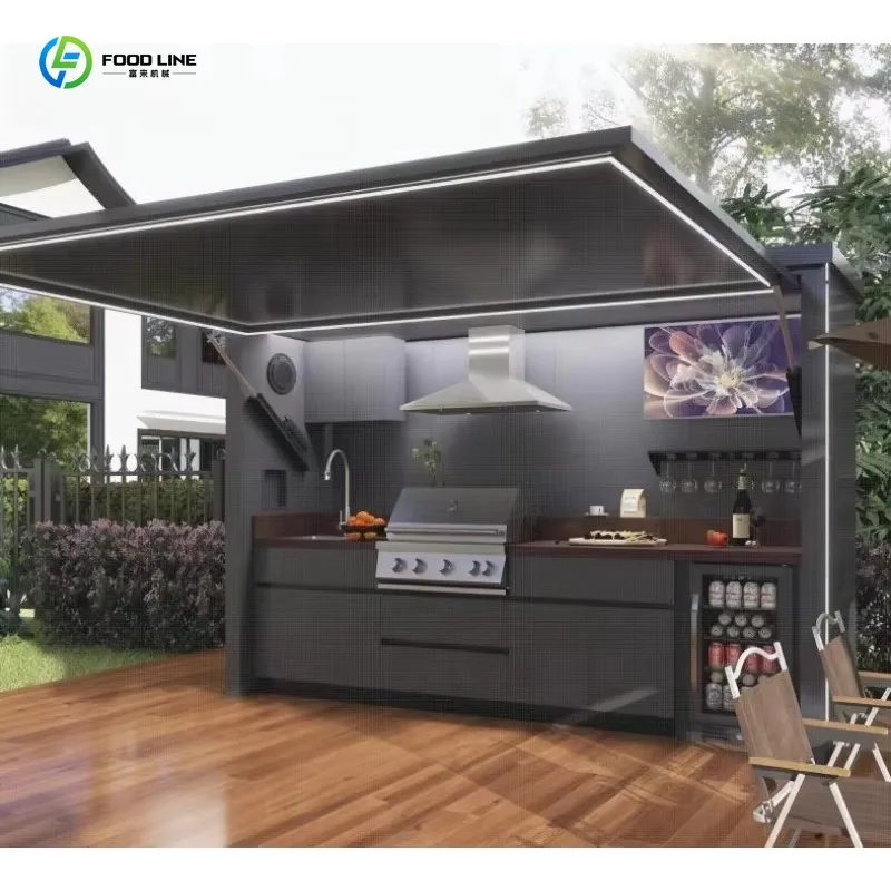 Customized fully aluminum outdoor kitchen units feature high durability and excellent anti-corrosion performance
