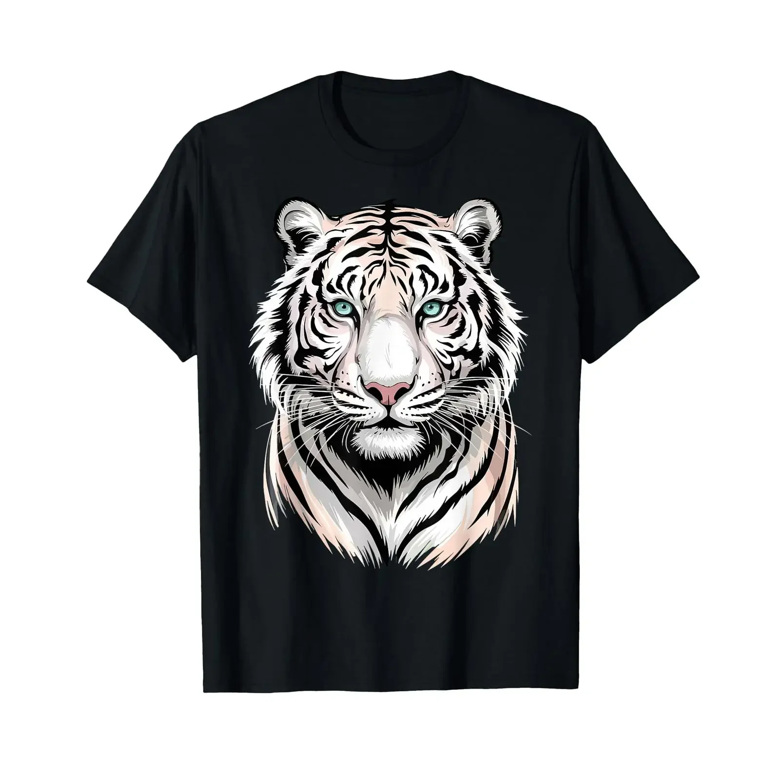 White Bengal Tiger Face Wild Animal T Shirt vintage Washed designer clothes Comfortable Stretched Soft Slightly graphic