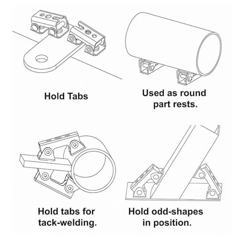 8Pcs Welding Clips Welding Magnet Head Fix Ground Clamp Adjustable Magnetic Welding Clamps V Type Pads Fixture Tools Accessories