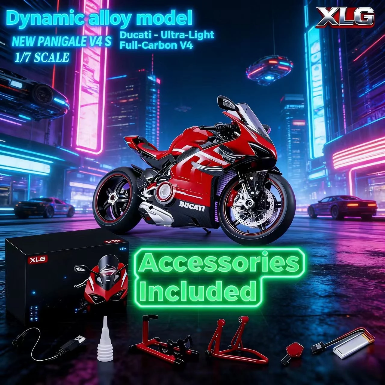 1:6 1:7for Ducati V4 Alloy Motorcycle Model with Spray Function Boyfriend Gift Home Decoration Collection Toy Car Christmas Gift