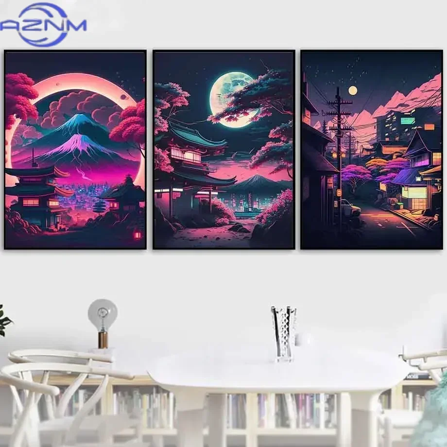 Pop Neon Japan Tokyo Urban Landscape Poster Prints Aesthetics Natural Scenery Anime Comics Wall Art Canvas Printing Home Decor