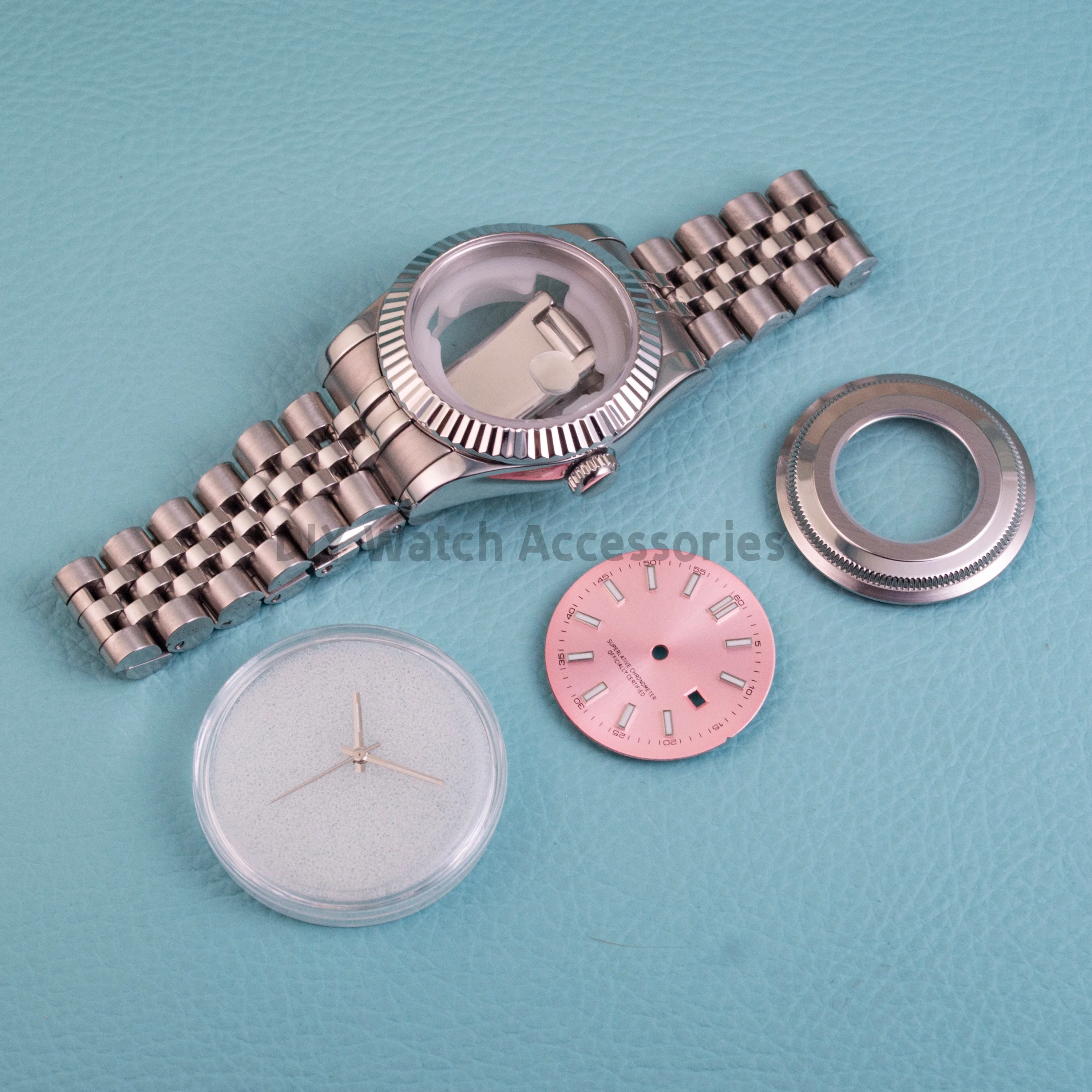 

33mm Women's Watch Case NH05 Case Stainless Steel Sapphire Glass Silver Watch Case 25mm Dial Hands For NH05 NH06 Movement