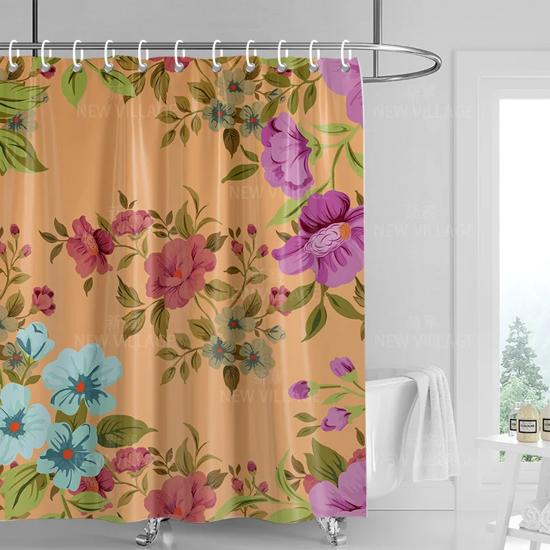 Home shower curtains bathroom Decora waterproof fabric non-slip bathmat water absorption curtain Modern nordic simple plant