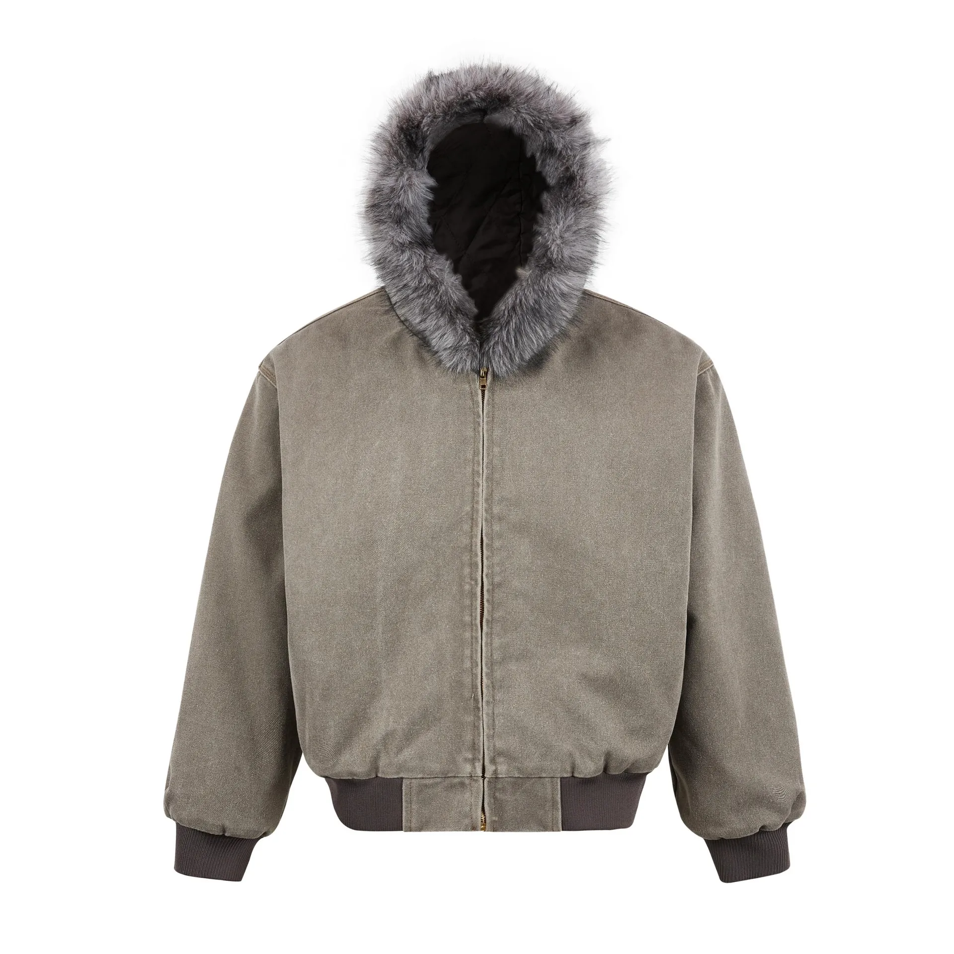 

Mens Autumn Winter Mountain Carving Cotton Warm Beaded Canvas Cargo Jacket Parka Coat Streetwear