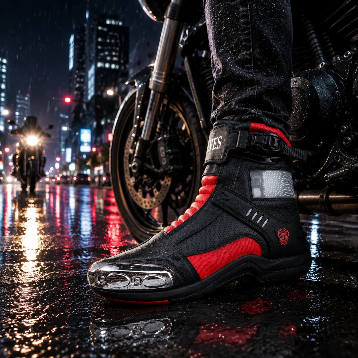 JG.WOLVES Motorcycle Riding Shoes Men Women Motorcycle Boots Racing Boots High Top LED Illuminated Shoes Botas Moto Masculino