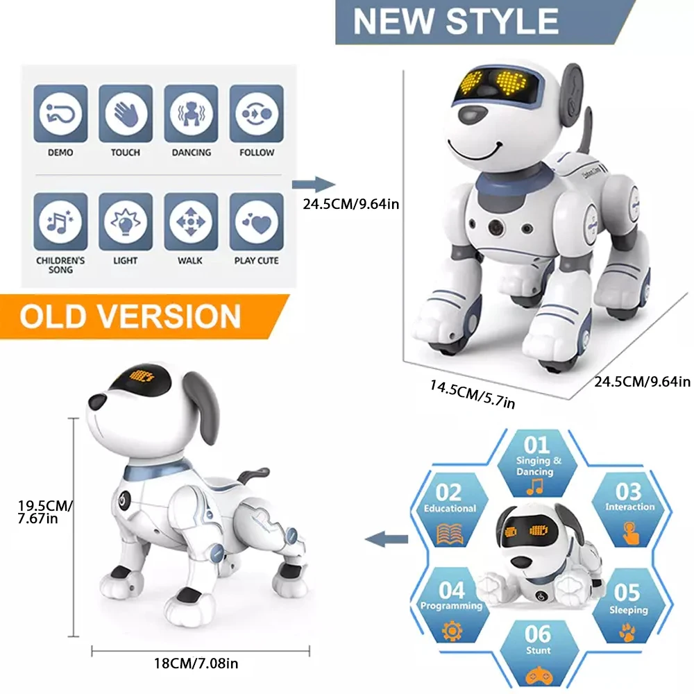 リモコン付きインテリジェントロボット犬,電子歌,ダンス,スマートフォロー,音楽おもちゃ,プログラム可能な子犬,子供向けギフト
