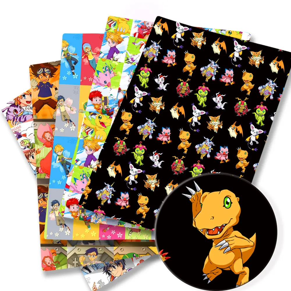 Digimon Cartoon tessuto 140cm cucito a mano Patchwork Quilting Baby Dress Home Sheet tessuto stampato tessuto cucito tessuto per bambini