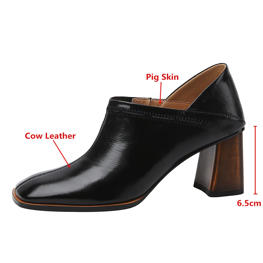 MILI-MIYA Fashion Women Full Genuine Leather Pumps Thick Heels Round Toe Two Ways To Dress Solid Color Slip On Spring Autumn