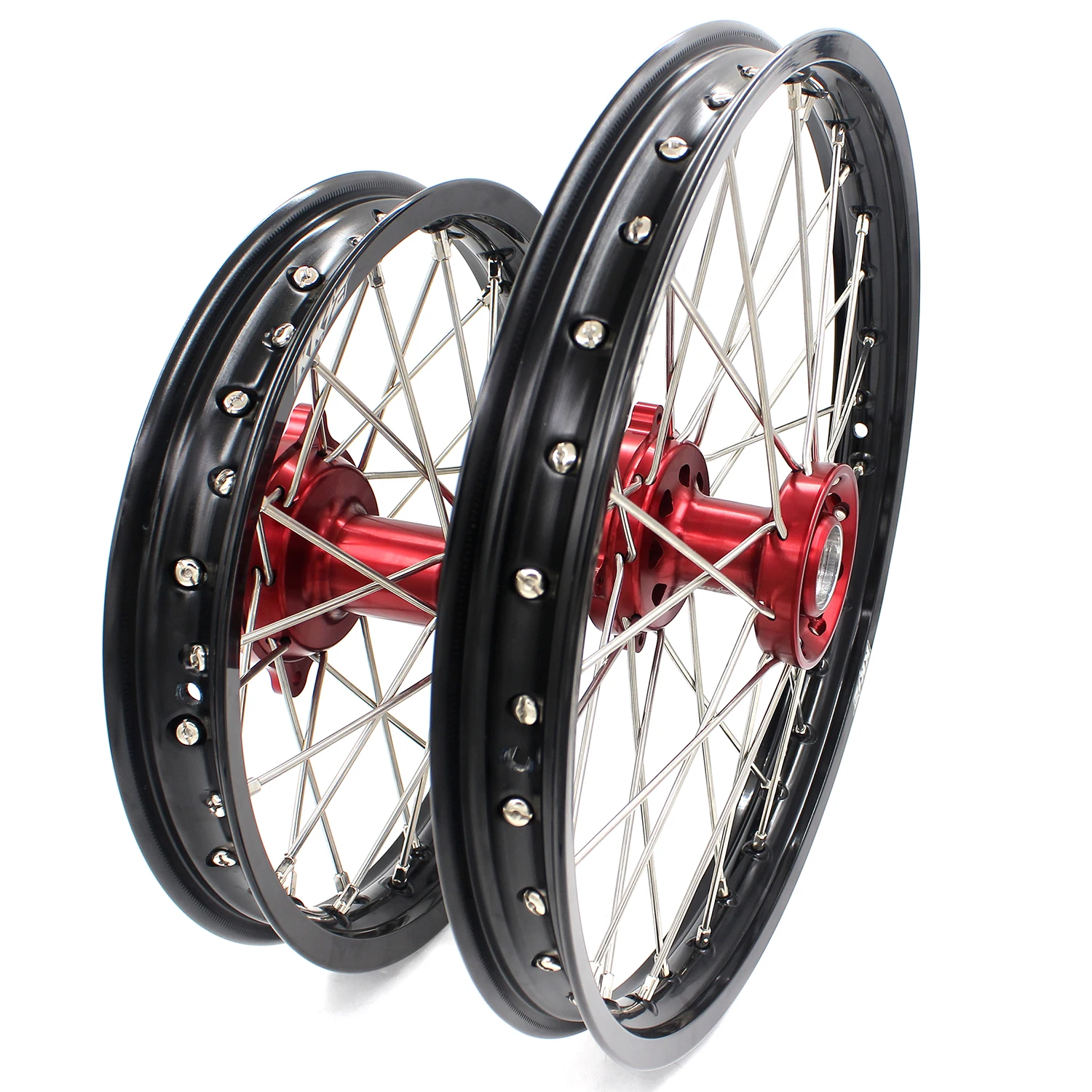 

【2025】 Motorcycle Kid's Big Small Wheels Rims Set Fit CRF150R 2007-2025 Red Hub Black Rim