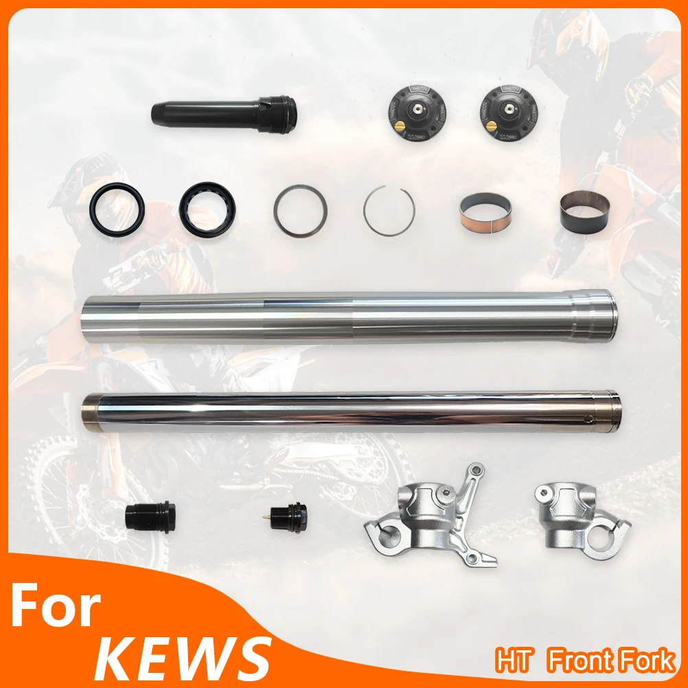 For KEWS Front Fork Parts Kit Motocross Tube Axle Clamp Bolt Oil Dust Seal Circlip HT HTW Front Fork Accessories