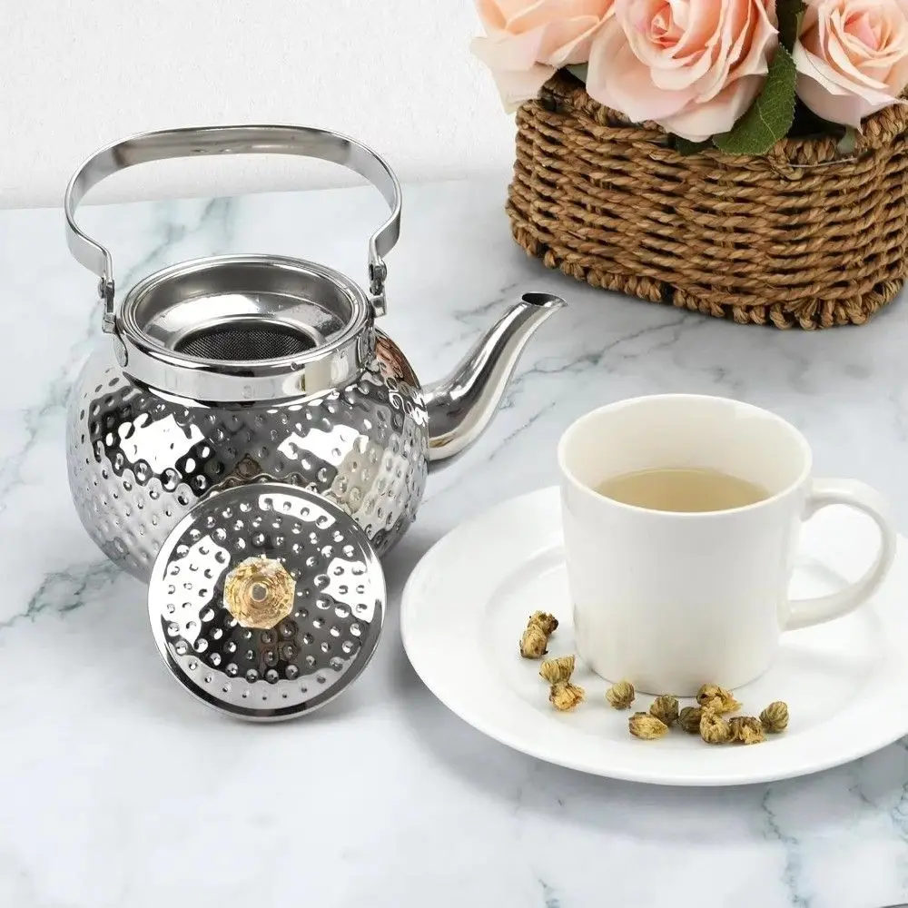 Thickened Hammered Tea Kettle 1000/1500/2000 ML Heat Resistant Stainless Steel Teapot Tea Water Separation with Strainer