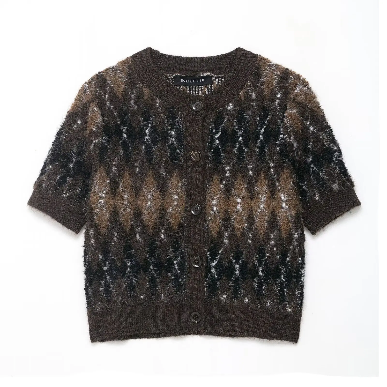 

Korejepo 2025 Cardigan New Women Clothing European and American Style Fashionable Versatile Short Sleeved Knitted Shirt Top