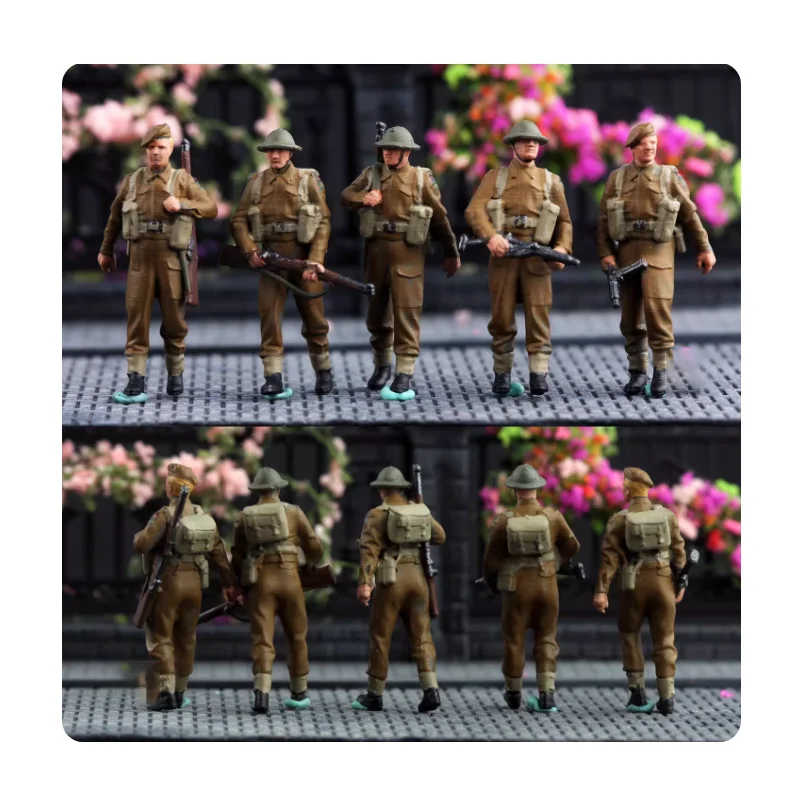 

Масштабные модели из смолы 1:72: Британская армейская дивизия, 5 солдат, подходят для сцен с вертолетами, коллекционные модели для демонстрации.