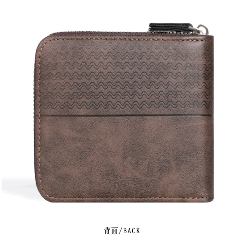 ISKYBOB Retro Man Pu Leather Wallet Fashionable Brief Wavy pattern For Men Card Holder Gifts Wallet Office