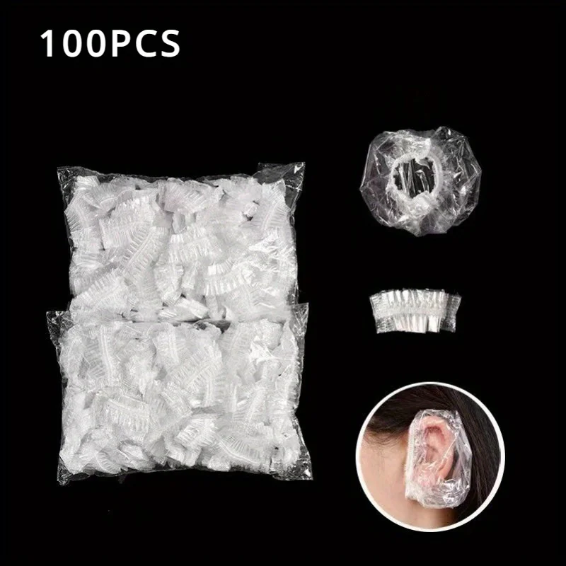 100Pcs Transparent Disposable Earmuffs - Waterproof Shower Ear Protection Cover for Bathing, Hair Dyeing, and Hair Salon Use