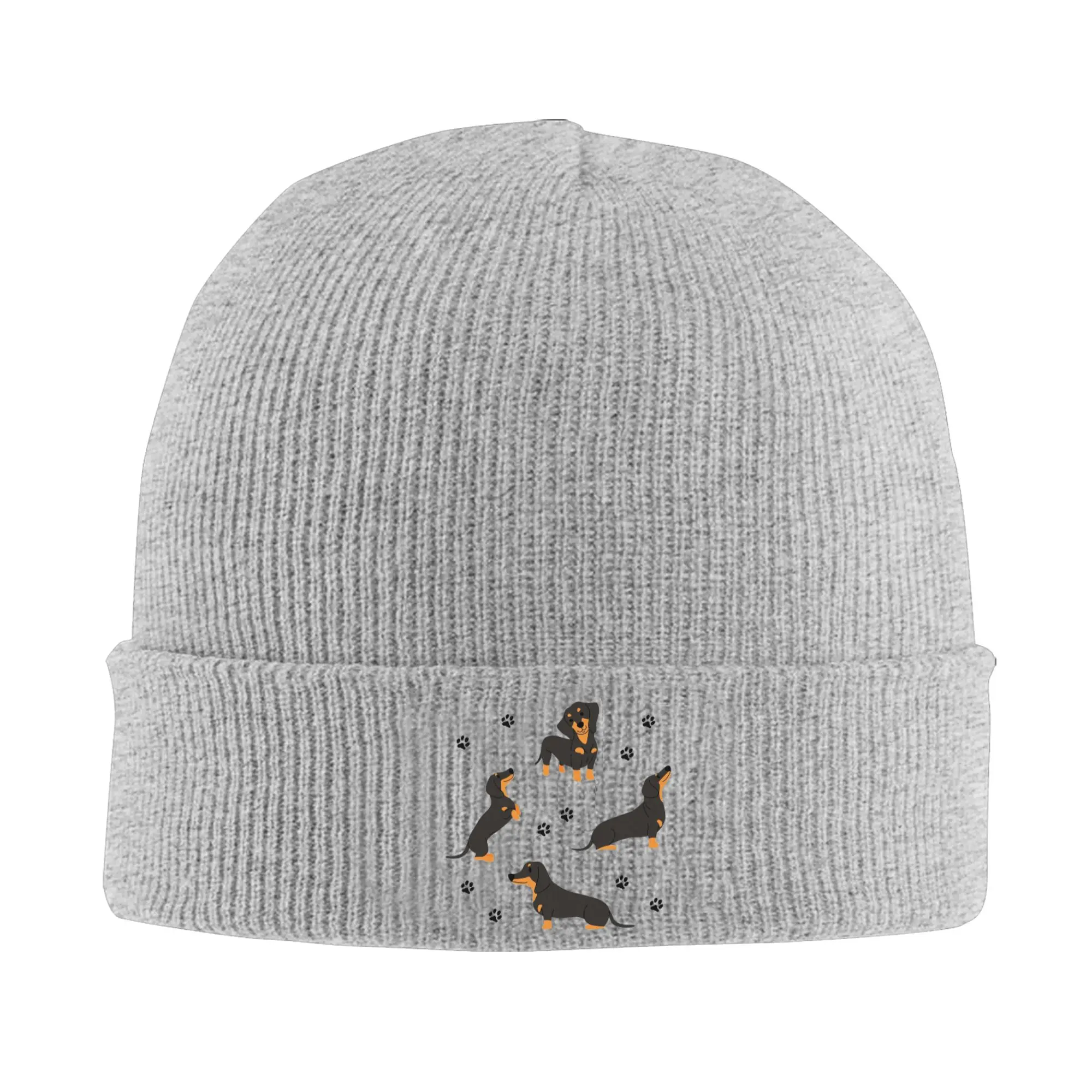 

Такса с рисунком собачьей лапы, теплая вязаная шапка, зимняя вязаная шапка, шапка Skullies, шапки в стиле хип-хоп для унисекс