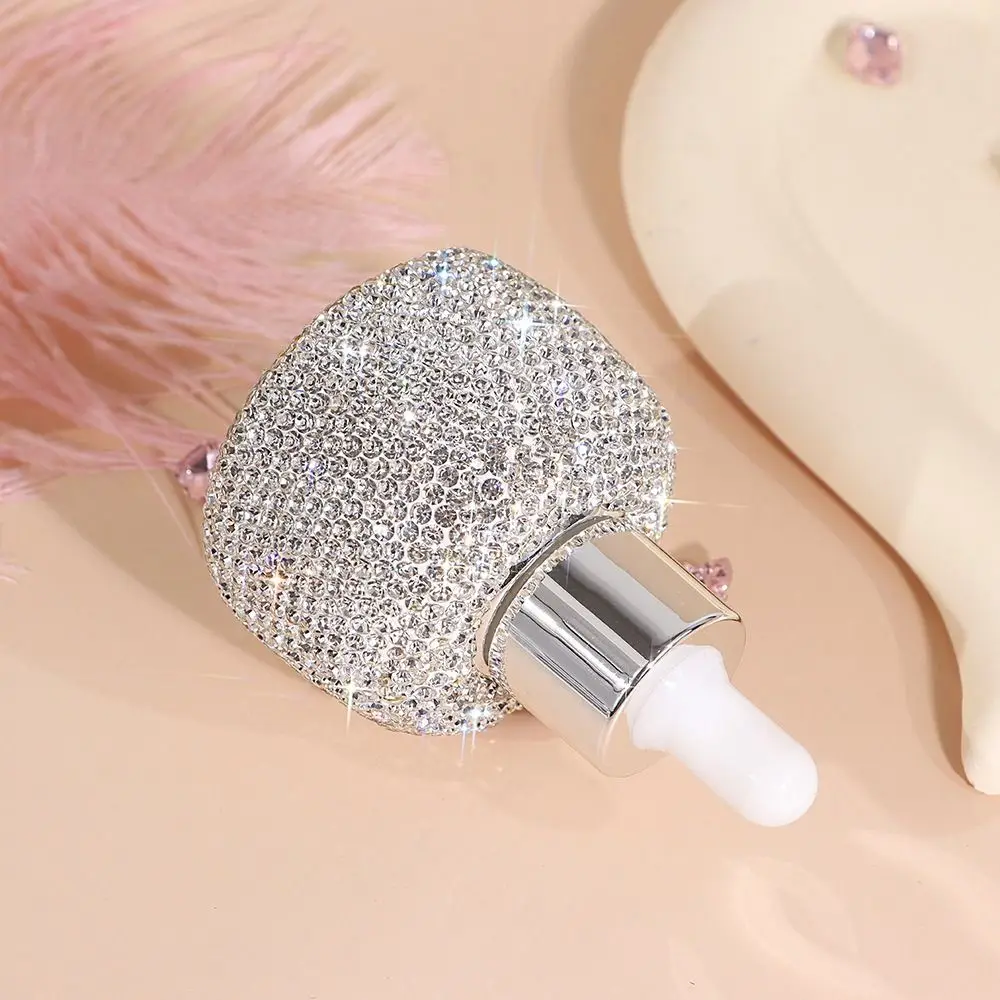 Bling garrafas conta-gotas de vidro recarregáveis à prova de vazamento recipiente de perfume portátil strass incrustado 30ml frascos de óleo essencial viagem