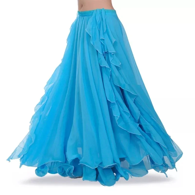 Women  Hot Sale Belly Dance Clothing 3 Layers Full Circle Long High Waist Maxi Women Skirts for Belly Dance Colors 11