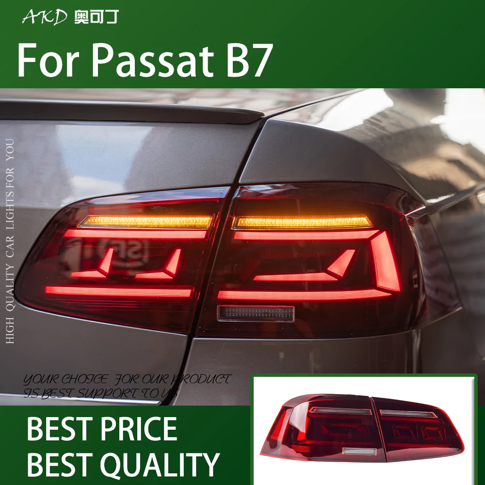 AKD Стайлинг автомобиля для VW Passat B7 светодиодные задние фонари 2012-2016 Passat задний фонарь задний фонарь DRL + тормоз + парк + сигнал