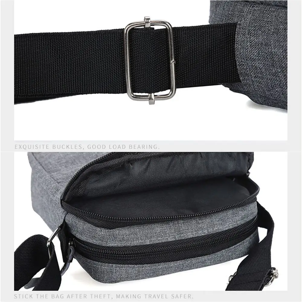 Men Phone Bag Crossbody Bag Fashion Shoulder Bags Mini Male Chest Pack Canvas Travel Clutch Bag Simple Black Packet