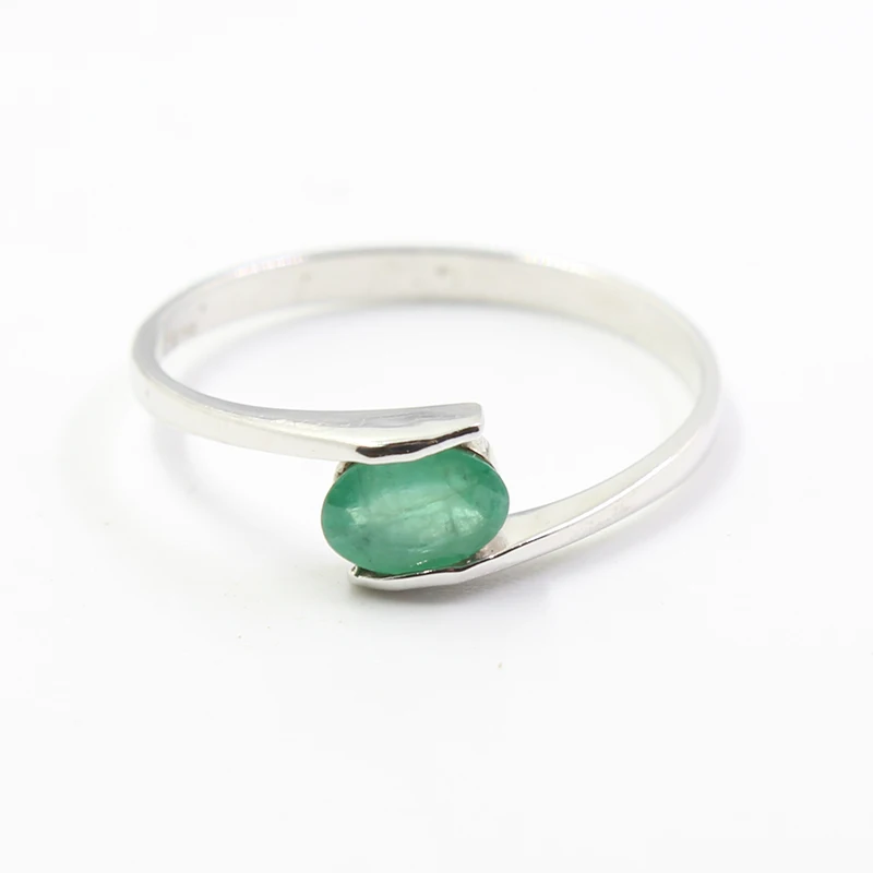 Hotsale 925 Silver Emerald Ring for Engagement 4mm * 6mm Natural Emerald Silver Ring Real 925 Silver Emerald Jewelry