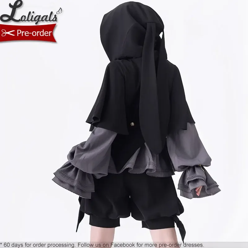 Ouji Lolita Gothic Hooded Rabbit Ear Cape / Short Pants / Long Sleeve Shirt by Princess Chronicles ~ Rabbit in Moonlight