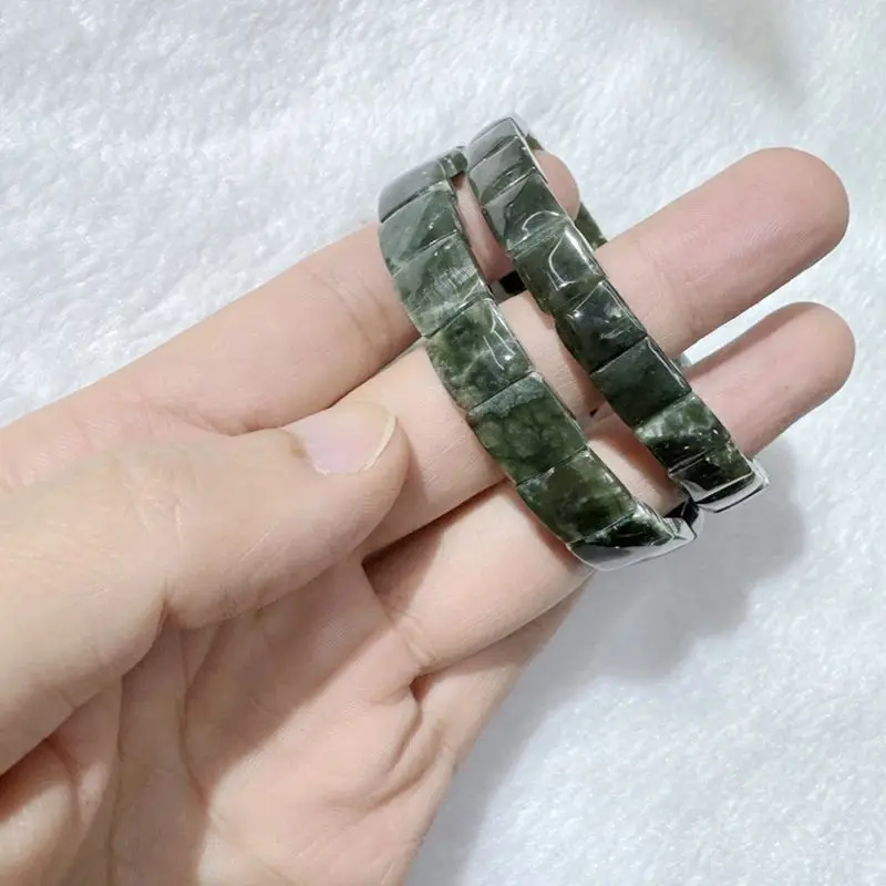 Wholesale 1pcs Natural Russia Seraphinite Bracelet 8mm 10mm Squre Gemstone Jewelry Bracelet 18cm