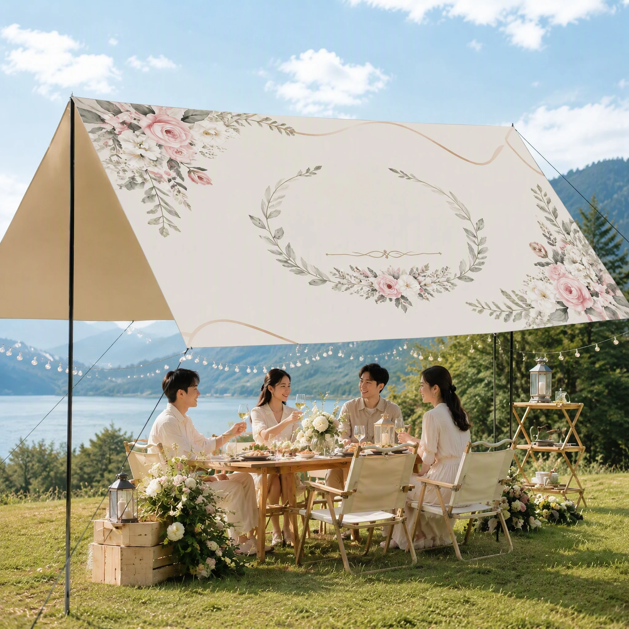 Custom Canopy Tent Personalized Outdoor Shelter Waterproof Camping Awning UV Protection Sunshade for Family Party Events