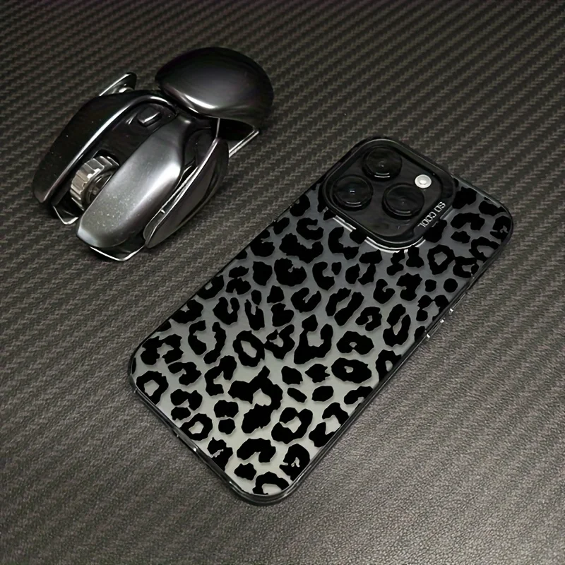 

Модный черный чехол для телефона с леопардовым принтом, подходит для iPhone 17, 16, 15, 14, 13, 12, 11 Pro/Max/Plus, защита от падения и ударов
