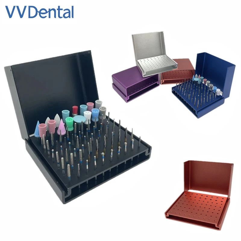 76Holes Dental Bur Holder Dental Bur Box For High/Low Speed Burs Autoclavable Disinfection Stand Bur Organizer Case