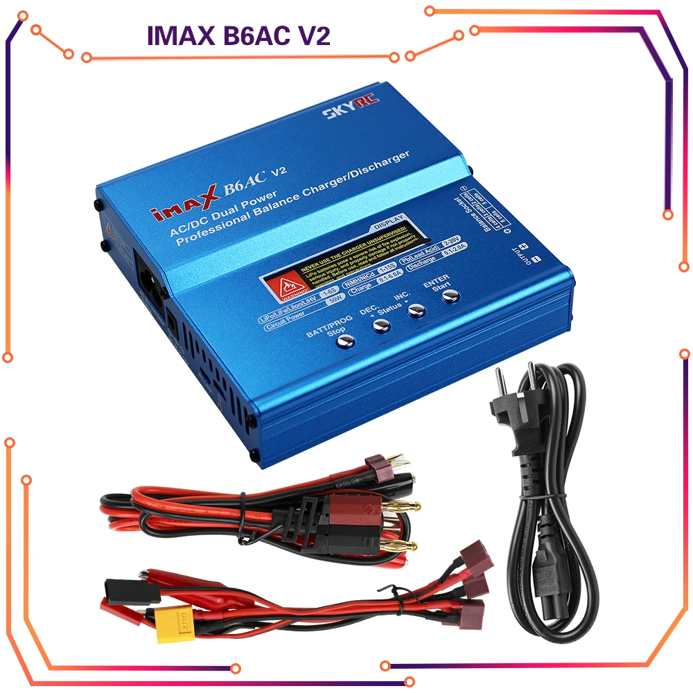 Original SKYRC iMAX B6AC V2 Dual Power Balance Charger/Discharger for Lipo Battery + EU/US/UK/AU plug power supply wire