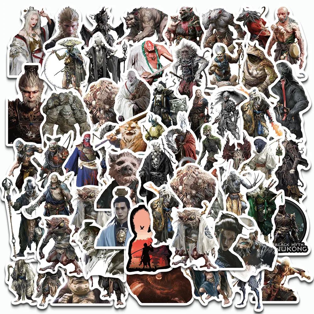 57PCS Black Myth: WuKong Stickers Cartoon Movie Characters Decoration Decals For Motorcycle Phone Suitcase Kids Toy Stickers